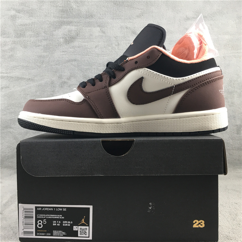 Air Jordan 1 Low Brown Black White Shoes - Click Image to Close